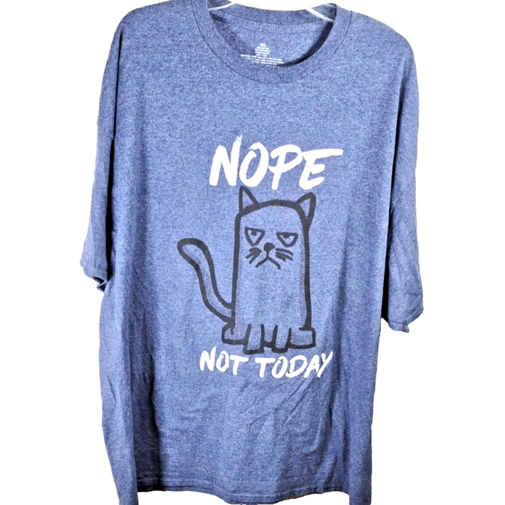 Kitty Cat Nope Not Today T-Shirt Blue Graphic Size 3XL